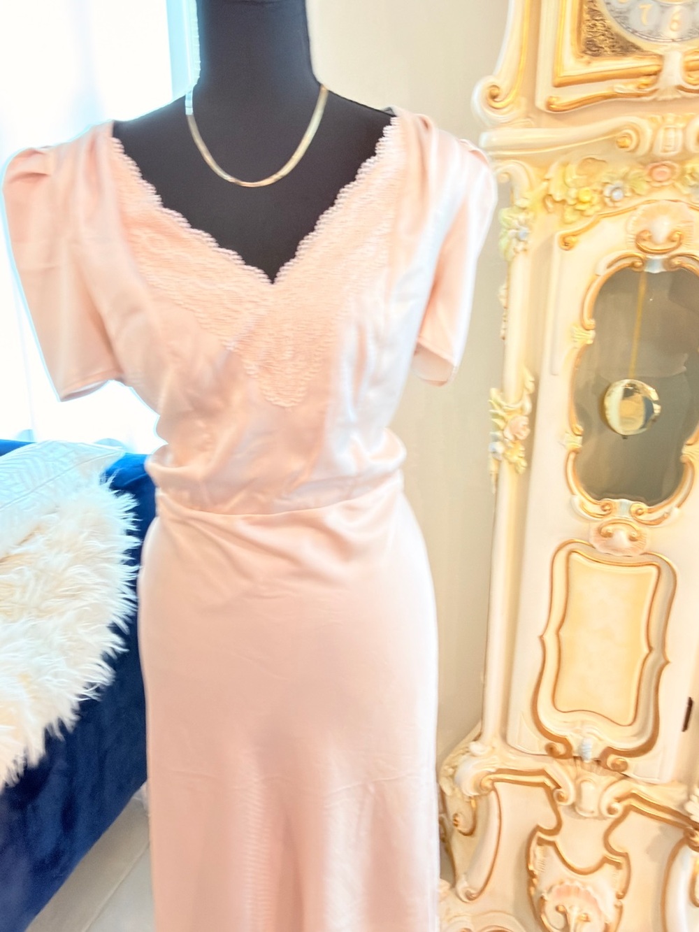 Express Pale Pink Lace-Trim Maxi Dress